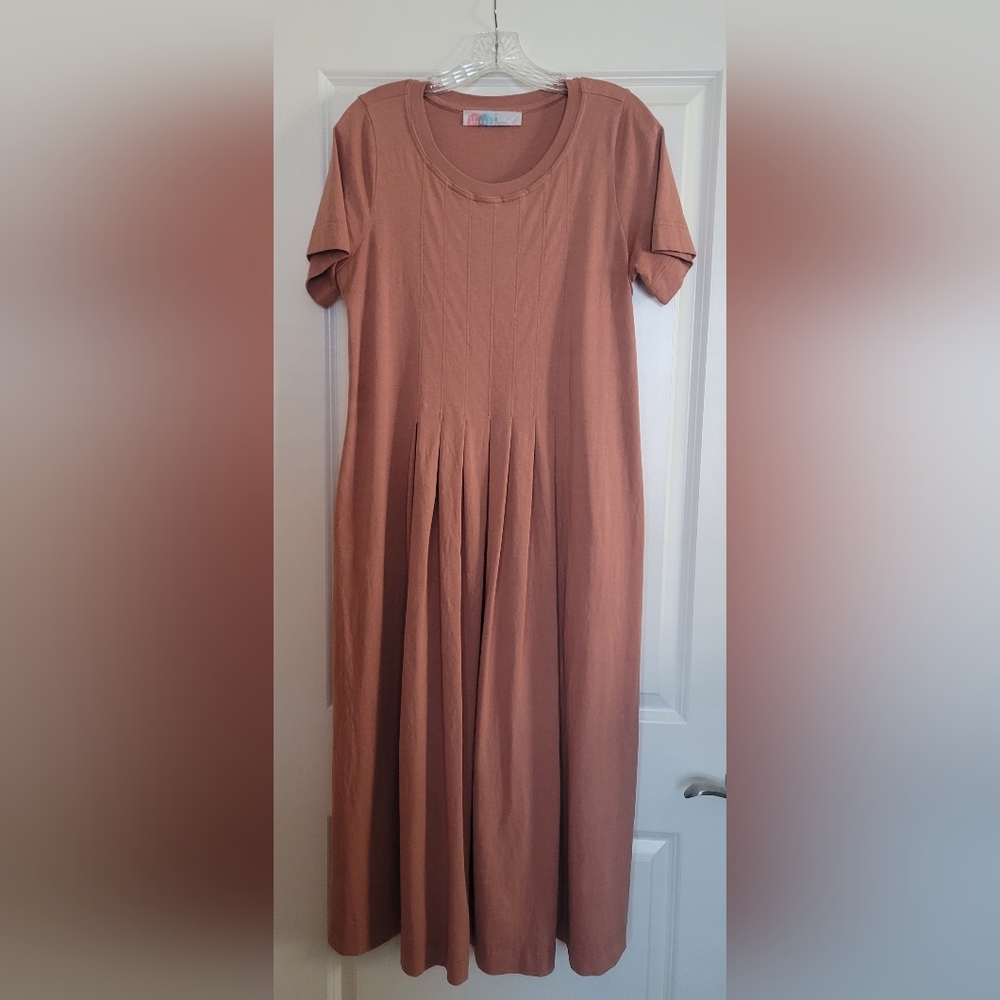 Free People FP Beach T-Shirt Midi Dress in "Burnt" Orange X Small with Pockets